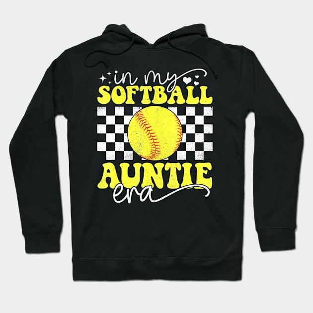 In My Softball Auntie Era Groovy Retro Proud Softball Auntie Hoodie by luxembourgertreatable